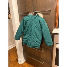 Abercrombie Kids' parka coat faux fur hooded trim green size 5-6