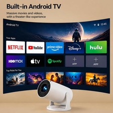Portable Mini Projector with WIFI 6 and Bluetooth 5.4, Built in Apps, HDMI, USB