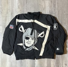 Vintage Rare Starter Jacket Puffer Oakland Raiders Big Logo Size Medium NFL