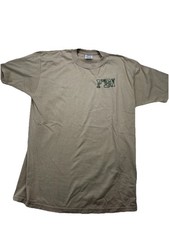 Vintage 90s FBI Embroidered T Shirt Jerzees USA Made Tan Large Single Stitch