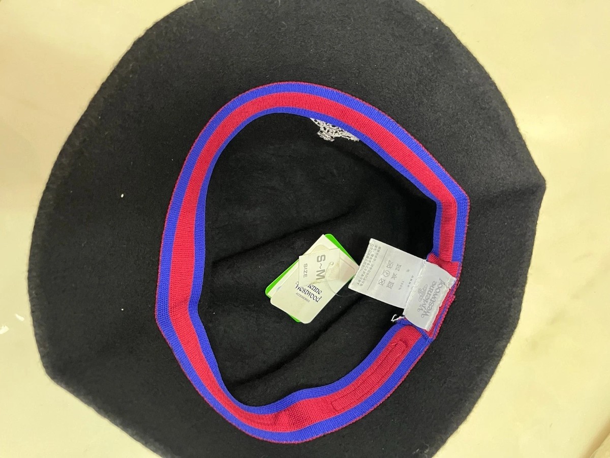 Vivienne Westwood Bucket summer Hat Cap Black Orb Embroidery Wool