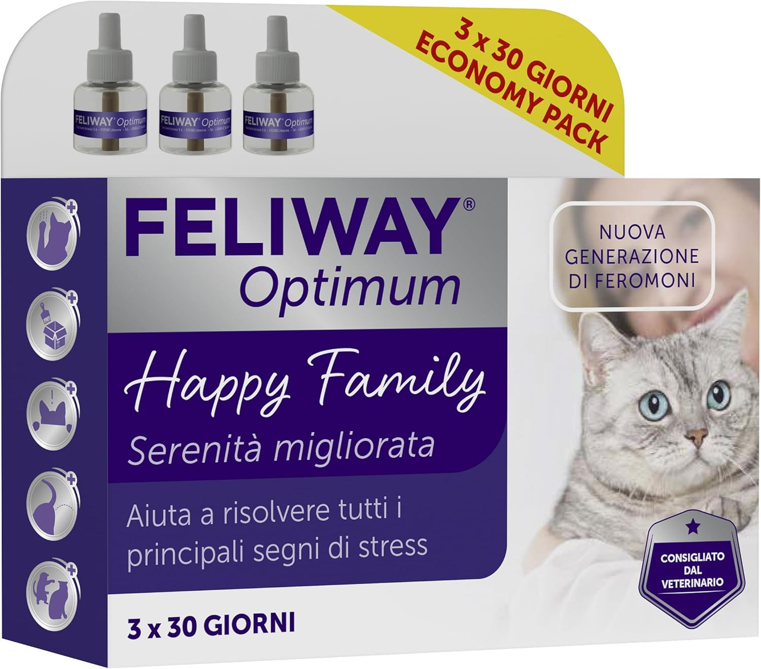Feliway Optimum Ricarica 3 Pezzi | Offerta 3 Mesi Serenità Gatto
