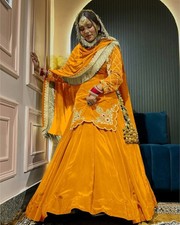 Floral Kadhai Thread Work Lehenga Choli Top Readymade Indian Blouse Party Dress