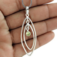 Natural Peridot 925 Silver Wife August Handcrafted Elegant Engagement Pendant