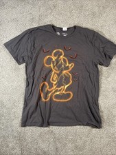 Disney Mickey Mouse Halloween T-Shirt Men  s Size XL Gray Graphic Print Bats