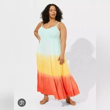 Torrid Ombre Maxi Dress Jersey Knit Boho Gypsy Hippie Summer Festival 00 Large