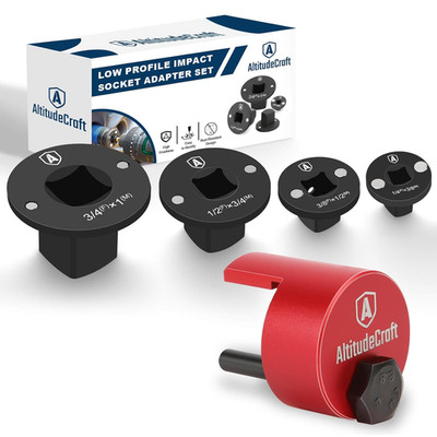 Stretch Belt Installation Tool and Low Profile Impact Socket Adapter Set Bundle