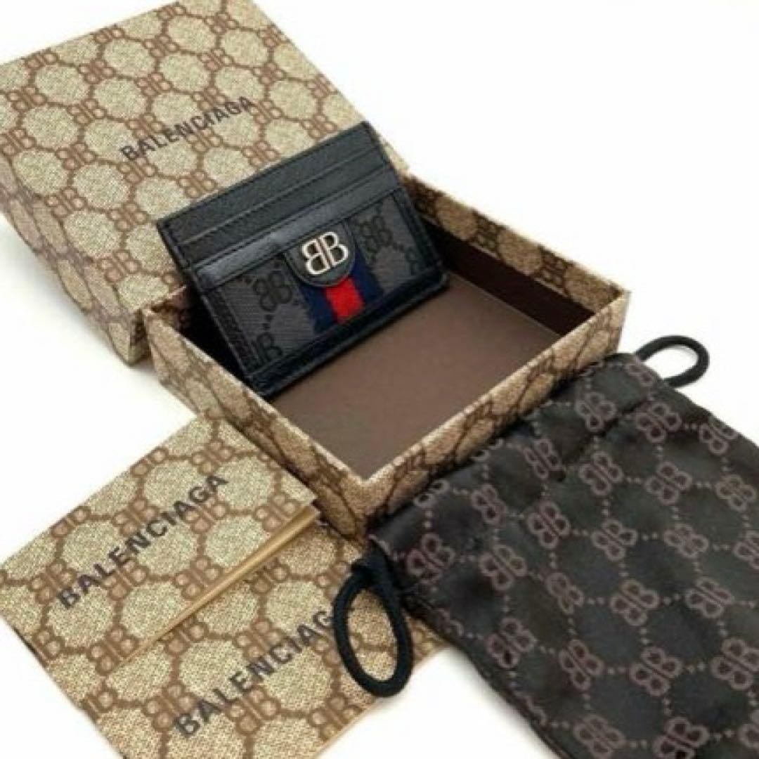 BALENCIAGA GUCCI Card Case Slim Wallet Black Navy Red Hacka Project Ltd thumbnail 2