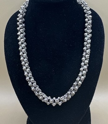 Schwere Sterlingsilberkette im Kaviarstil 16,5 Zoll (54 g)