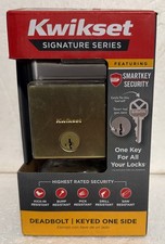 Kwikset 92580-033 Low Profile Satin Brass Single Cylinder Square Contemporary