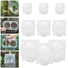 9Pcs Plant Rooting High Pressure Propagation Ball Root Grow Grafting Box Clear
