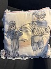 Vintage Decorative Throw Pillow Children Antique Victorian Era Style Dog Unique — photo 2