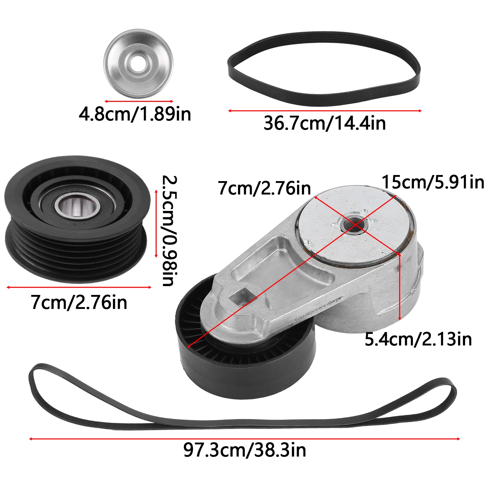 For Maserati Ghibli Levante Quattroporte 3.0 V6 Belt Tensioner Idler Pulley Kit