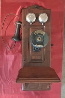 ANTIQUE Early 1900s Crank Handle Telephone Solid Wood Dollvetail Case Beautiful