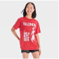 Kids Red BLONDE Made in NYC 1974 Graphic T Shirt Tee Youth Size XL