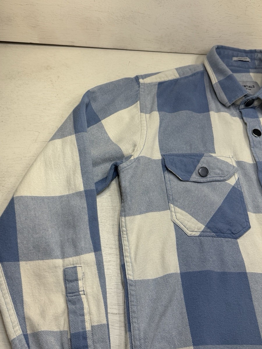 Fear of God Essentials Men’s L Plaid Long Sleeve Button Up Flannel Shirt Comfort View 5