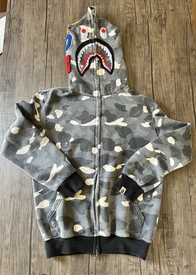 BAPE City Camo Shark Full Zip Hoodie Black Gray Size S | eBay