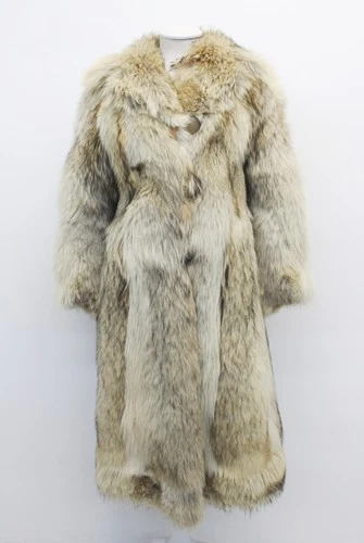 MINT CANADIAN NATURAL COYOTE FUR COAT JACKET WOMEN WOMAN SIZE 2-4 PETITE