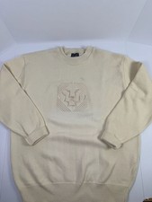 Vintage Vantage Custom Classic Knit Sweater Cream Logo Mens XL Made in USA