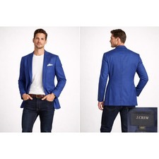 J Crew Ludlow Blazer Mens 40R Blue Italian Cotton Sport Coat LARUSMANI Fabric