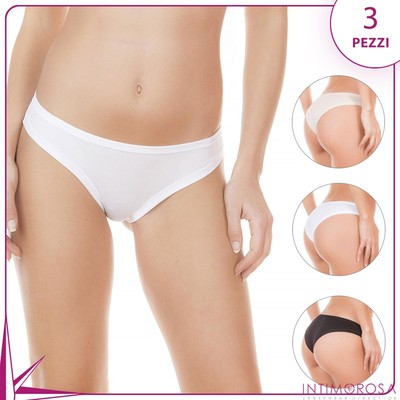 Slip brasiliana donna Jadea 502 cotone elasticizzato 3 pz