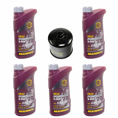 15W50 Motoröl Set 5 Liter Ölfilter HF204RC für Triumph America Bonneville Dayton