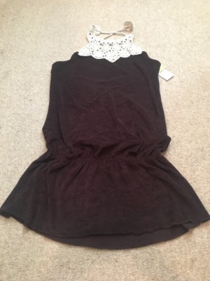 Cute Lucky Brand Brown Crochet Detail Swimsuit Cover-up Sz M/L NWT