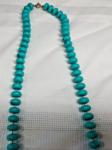 Turquoise Color Abacus Bead Necklace & Earrings Dangle Drop Demi Parure 3 pc - Picture 6 of 14