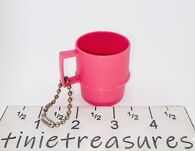 Tupperware keychain mini Tupper Toy Mug/cup in Bright pink tinietreasures