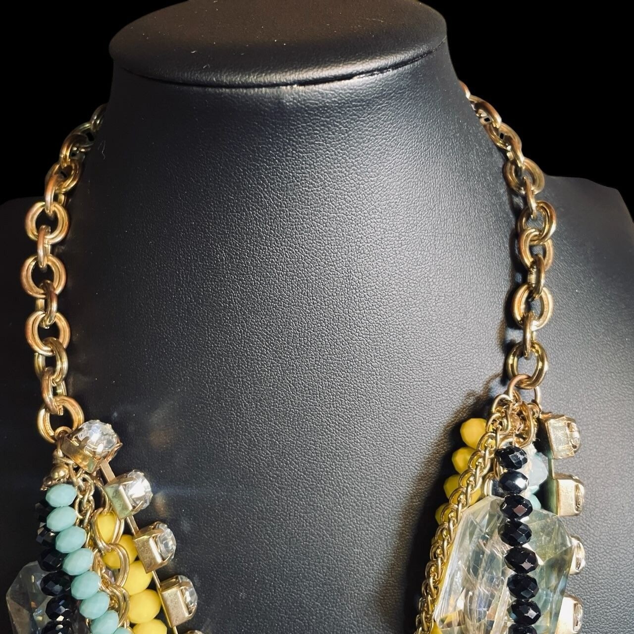 Boho Statement Necklace Multicolor Beaded Crystal… - image 3