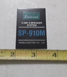 Vintage Sansui Speaker SP-910M Aluminum Name Plate Free Shipping 