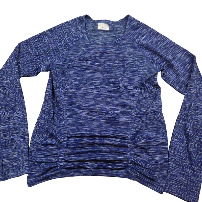 athleta heather fast track ruched long sleeve running shirt