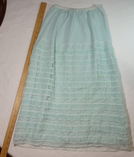 VINTAGE ARISTOCRAFT BY SUPERIOR HALF SLIP WITH LACE TULLE NYLON SM 1950’s TEAL - Picture 7 of 15