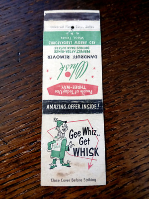 Vintage Matchbook: Red Arrow Laboratories Whisk Dandruff Remover, Waco, TX