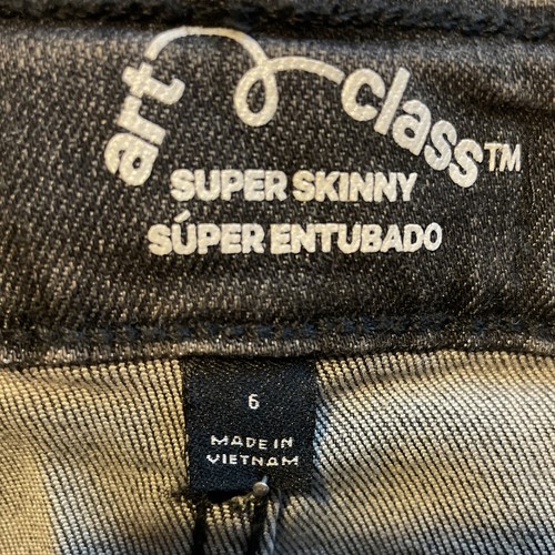Boys Super Stretch Super Skinny Fit Jeans Black Size 6 Art Class Adj Waist New - Picture 5 of 8