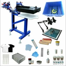 Full Set 3 Color 1Station Silk Screen Printing Kit Printer&Exposure Rotary Dryer