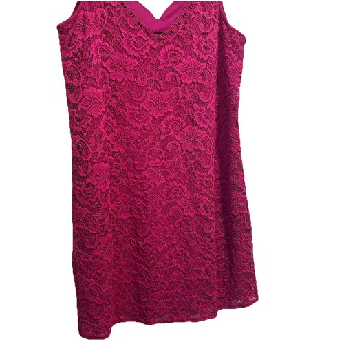 Francesca's Collection Fuchsia Shift Flirty Floral Lace Mini Dress Size M NWT - Picture 8 of 10