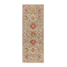 2'8"x7'10" THE SUNSET ROSETTES Wool And Pure Silk Runner Hand Knotted Rug R58441