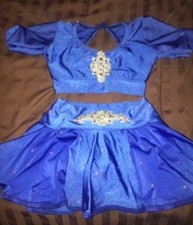 pumpers 2 piece royal blue jazz Comp dance costume child medium rhinestoned
