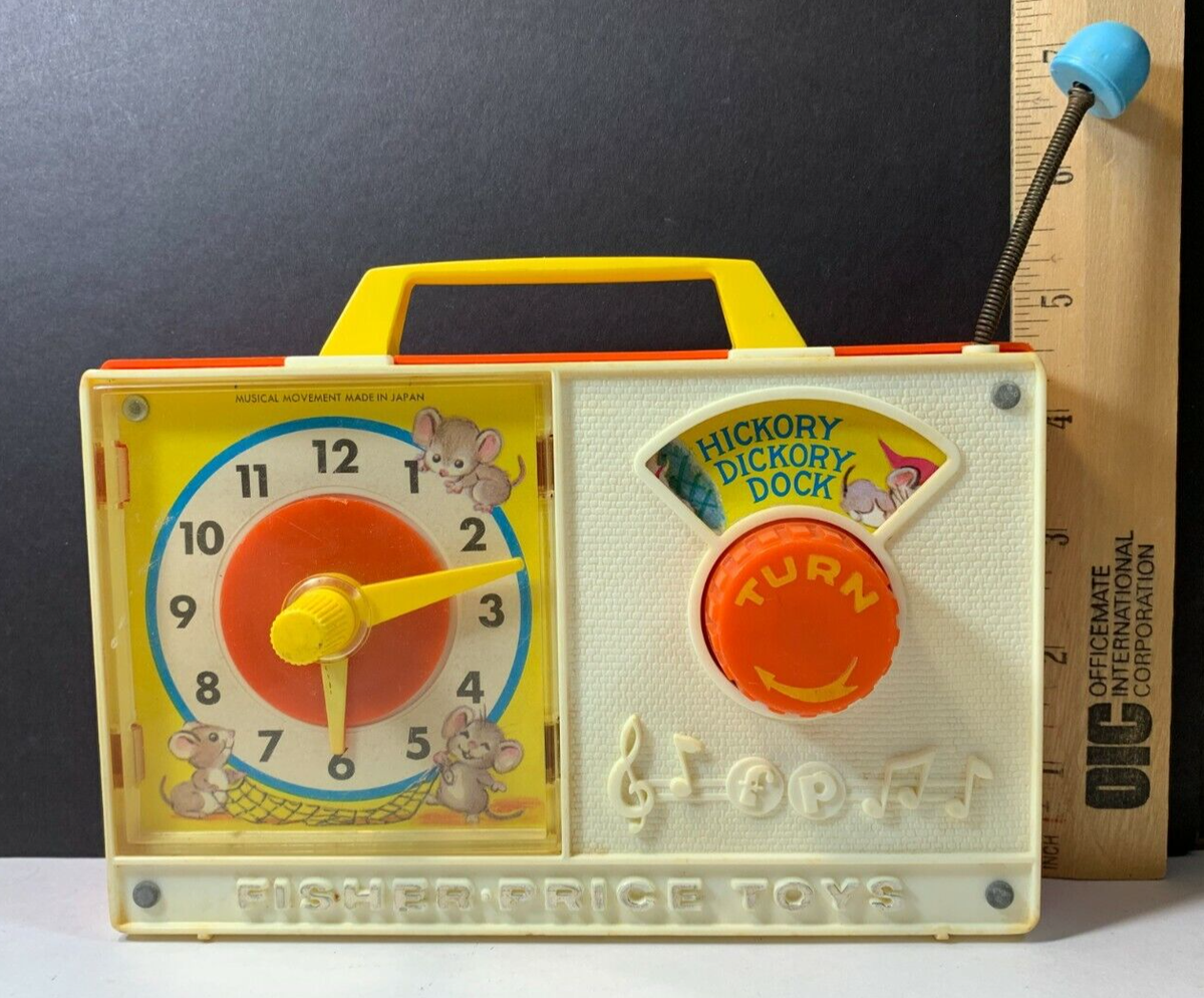 Vintage Fisher Price Toy 1971 Hickory Dickory Dock Windup Clock