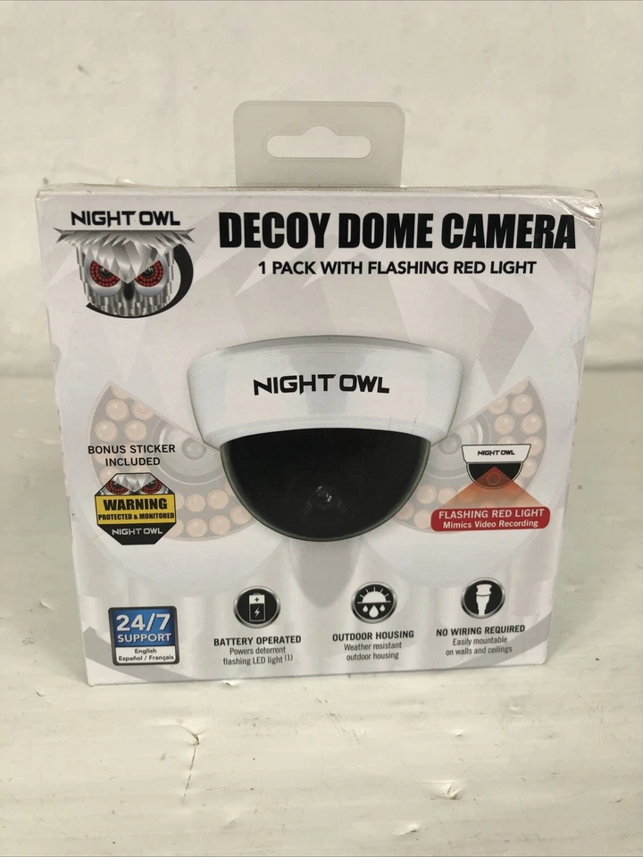 Señuelo de seguridad Night Owl cámara domo ficticia con luz roja intermitente interior exterior Foto 3 de 4
