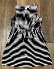 J. Crew Daybreak Striped Dress Womens L Fit n Flare Black White Classic Stretch
