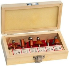 Set 6 frese fresa per fresare fresatura forare legno mobili valigetta gambo 8 mm