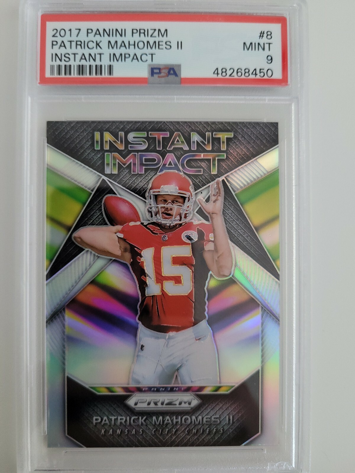 Patrick Mahomes II 2017 Panini Prizm Instant Impact Rookie RC PSA 9 Chiefs