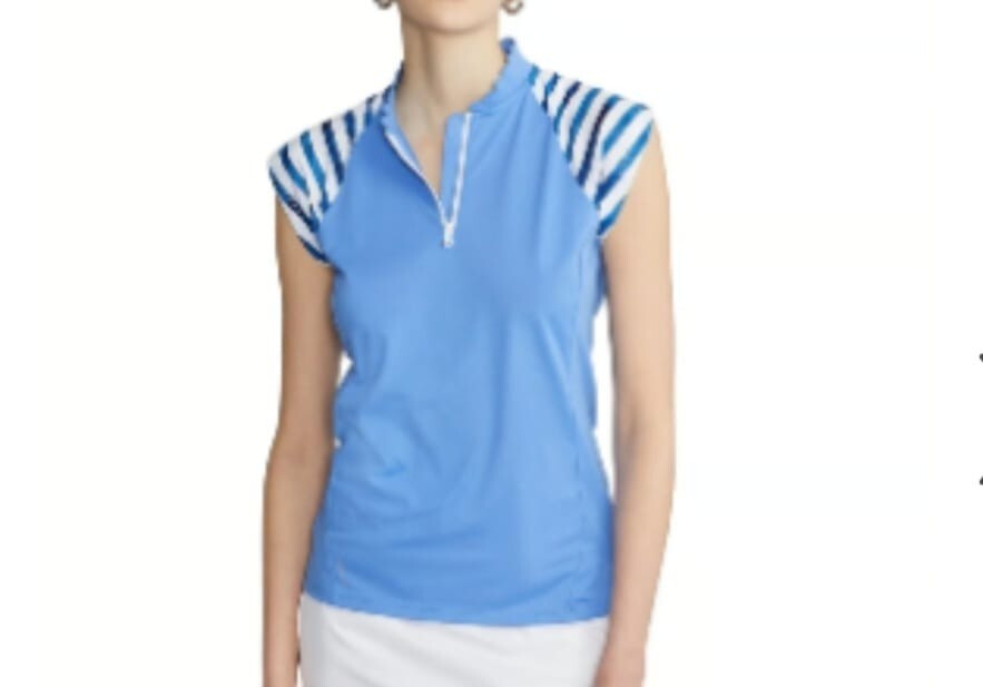 NWT RLX Ralph Lauren Women's Quarter Zip Pique Blue Golf Shirt Size S