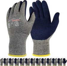 13Gauge Utility Work Gloves Polyester Latex Crinkle Palm Dipped Gloves  12 Pairs