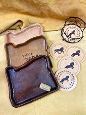 WINE LEATHER TRINKET or CORK TRAY Shape of OREGON