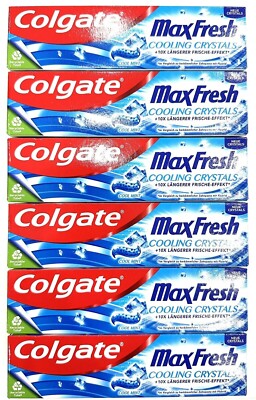 Colgate Zahnpasta Max Fresh Cooling Crystals Frische Weiße Zähne 6 x 75 ml