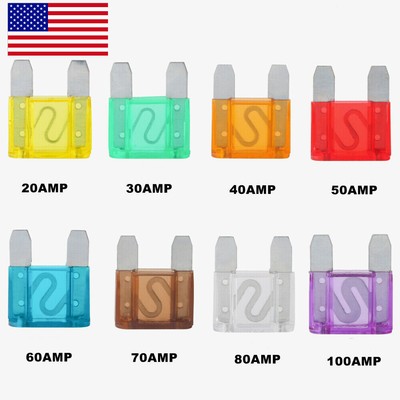 20A/30A/40A/50A/60A/70A/80A/100A/120A Amp Car Large Blade Style Audio MAXI Fuses