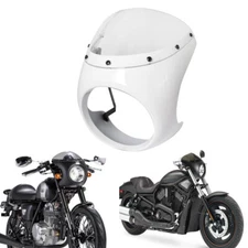 Motorcycle White Round 7'' Headlight Fairing Covers Front Head Light Windshield